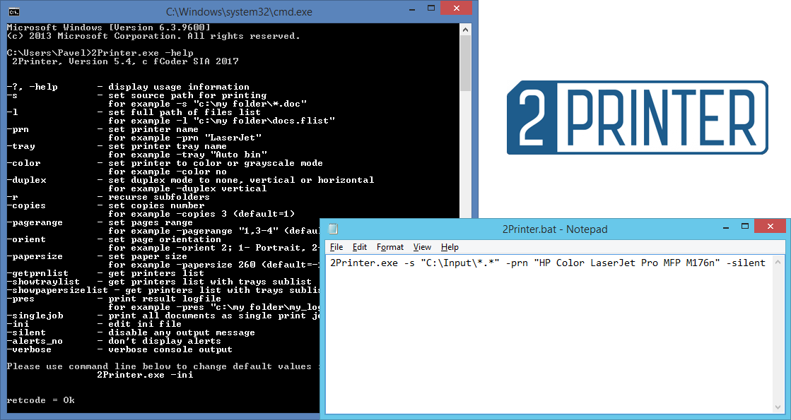 2Printer – drukarka zbiorcza z wierszem poleceń dla systemu Windows