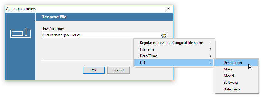 Możliwość dodawania danych EXIF do nazw plików obrazów